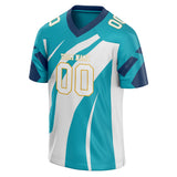 Custom Unisex Teal & White Pattern Football Jersey