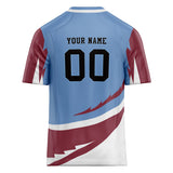 Custom Unisex Light Blue & Crimson Pattern Football Jersey