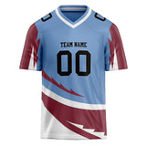 Custom Unisex Light Blue & Crimson Pattern Football Jersey