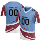 Custom Unisex Light Blue & Crimson Pattern Football Jersey