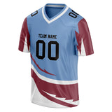 Custom Unisex Light Blue & Crimson Pattern Football Jersey