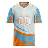 Custom Unisex Light Gray & Light Blue Pattern Football Jersey