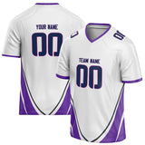 Custom Unisex White & Purple Pattern Football Jersey