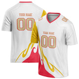 Custom Unisex White & Yellow Pattern Football Jersey