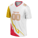 Custom Unisex White & Yellow Pattern Football Jersey