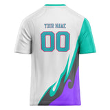 Custom Unisex White & Teal Pattern Football Jersey