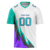 Custom Unisex White & Teal Pattern Football Jersey