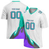 Custom Unisex White & Teal Pattern Football Jersey