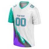 Custom Unisex White & Teal Pattern Football Jersey