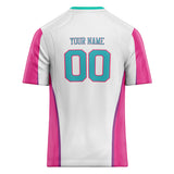 Custom Unisex White & Pink Pattern Football Jersey