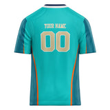 Custom Unisex Teal & Cyan Blue Pattern Football Jersey