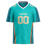 Custom Unisex Teal & Cyan Blue Pattern Football Jersey