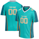 Custom Unisex Teal & Cyan Blue Pattern Football Jersey