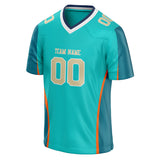 Custom Unisex Teal & Cyan Blue Pattern Football Jersey