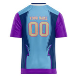 Custom Unisex Light Blue & Purple Pattern Football Jersey