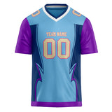 Custom Unisex Light Blue & Purple Pattern Football Jersey