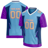 Custom Unisex Light Blue & Purple Pattern Football Jersey