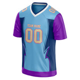 Custom Unisex Light Blue & Purple Pattern Football Jersey