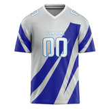 Custom Unisex Gray & Royal Pattern Football Jersey