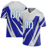 Custom Unisex Gray & Royal Pattern Football Jersey