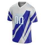 Custom Unisex Gray & Royal Pattern Football Jersey