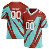 Custom Unisex Crimson & Teal Pattern Football Jersey