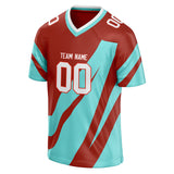 Custom Unisex Crimson & Teal Pattern Football Jersey