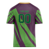 Custom Unisex Purple & Kelly Green Pattern Football Jersey