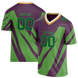 Custom Unisex Purple & Kelly Green Pattern Football Jersey