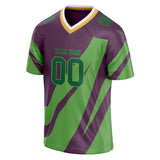 Custom Unisex Purple & Kelly Green Pattern Football Jersey