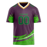 Custom Unisex Purple & Kelly Green Pattern Football Jersey