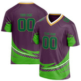 Custom Unisex Purple & Kelly Green Pattern Football Jersey