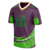 Custom Unisex Purple & Kelly Green Pattern Football Jersey