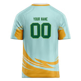 Custom Unisex Cyan Blue & Gold Pattern Football Jersey