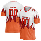 Custom Unisex White & Orange Pattern Football Jersey