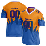 Custom Unisex Orange & Blue Pattern Football Jersey