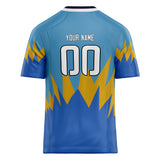 Custom Unisex Light Blue & Blue Pattern Football Jersey