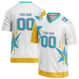 Custom Unisex White & Yellow Pattern Football Jersey