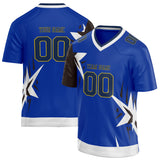 Custom Unisex Blue & Black Pattern Football Jersey