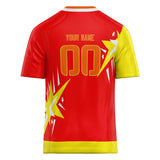 Custom Unisex Red & Yellow Pattern Football Jersey