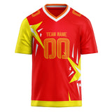 Custom Unisex Red & Yellow Pattern Football Jersey