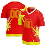 Custom Unisex Red & Yellow Pattern Football Jersey