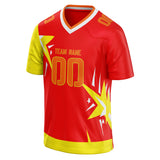 Custom Unisex Red & Yellow Pattern Football Jersey