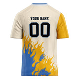 Custom Unisex Cream & Yellow Pattern Football Jersey