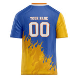 Custom Unisex Blue & Yellow Pattern Football Jersey