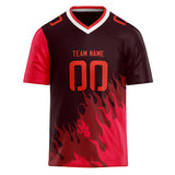 Custom Unisex Brown & Red Pattern Football Jersey