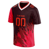 Custom Unisex Brown & Red Pattern Football Jersey