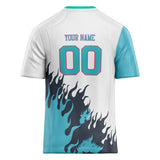 Custom Unisex White & Light Blue Pattern Football Jersey