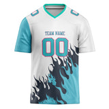 Custom Unisex White & Light Blue Pattern Football Jersey