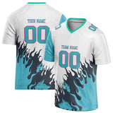 Custom Unisex White & Light Blue Pattern Football Jersey